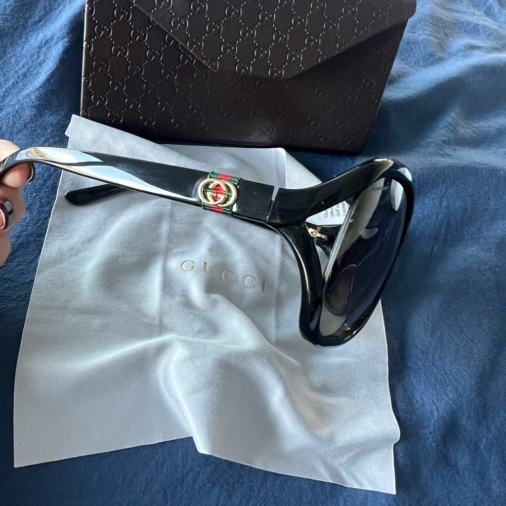 Gucci Black Gradient square Sunglasses monogram wrap sun beach eyewear pool cat - Picture 5 of 9